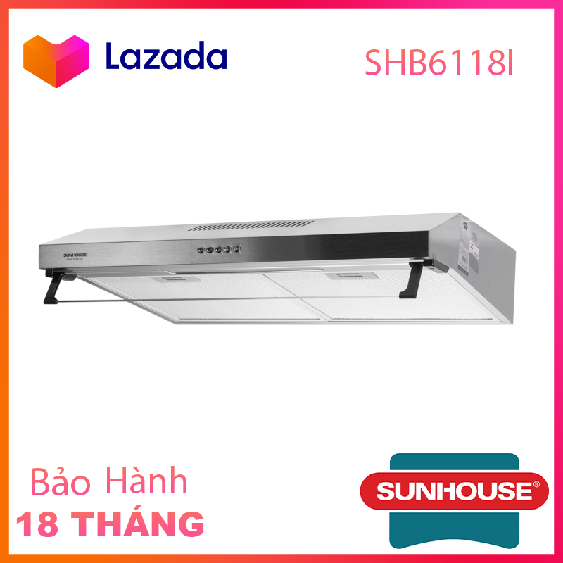 Máy hút mùi vỏ inox sunhouse shb6118i