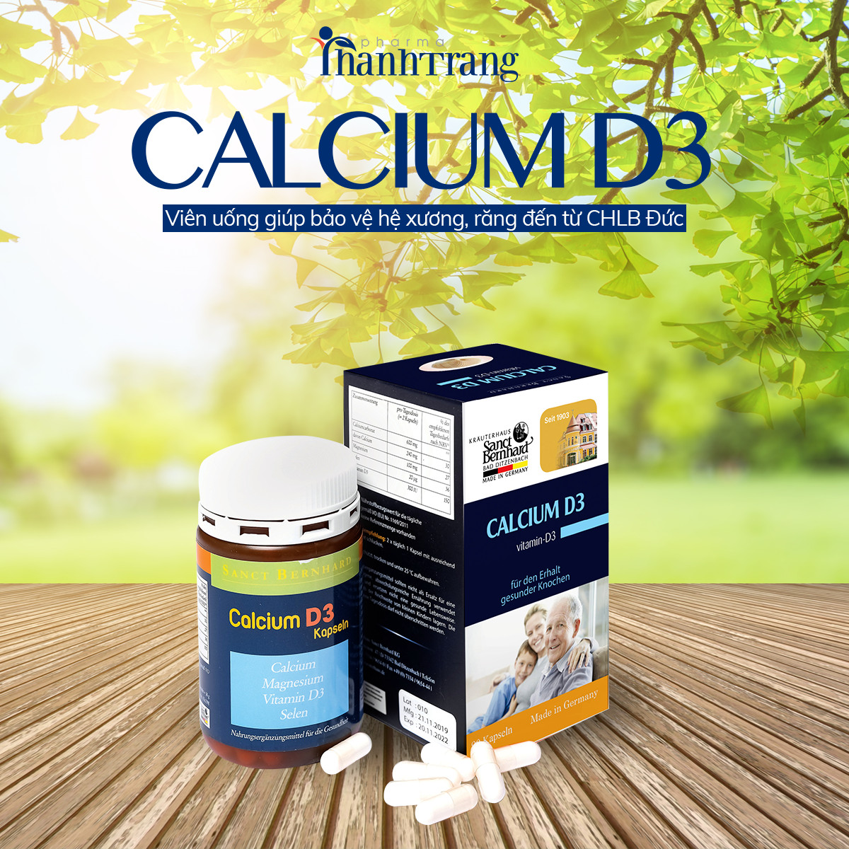 Viên uống Calcium D3 bổ sung canxi và vitamin cho xương chắc khỏe h ộp 60