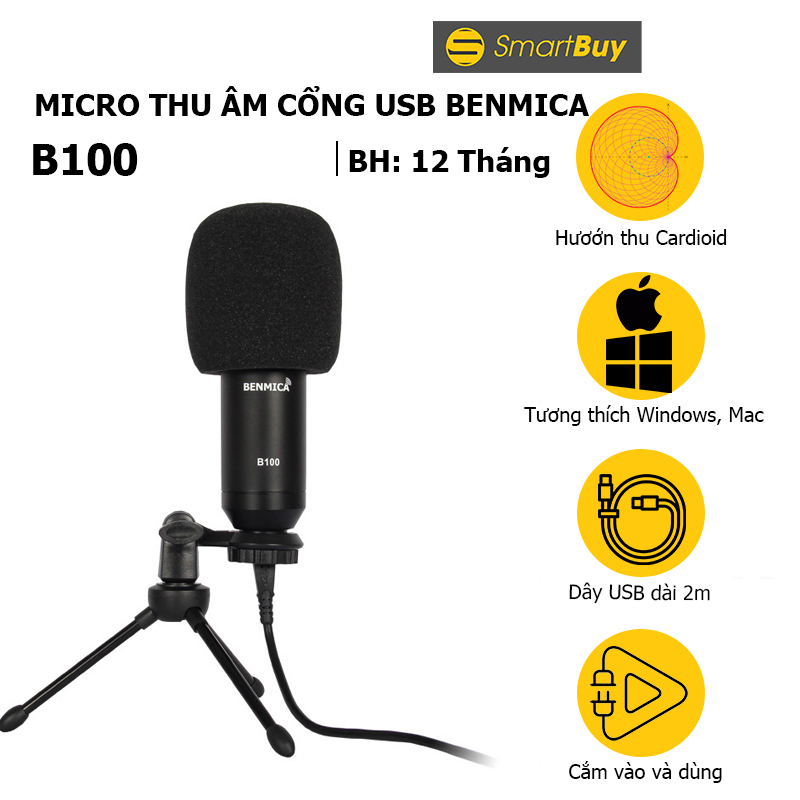 Micro thu âm cổng USB Benmica B100 - Hàng chính hãng