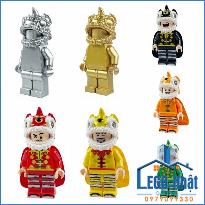 Lego đồ chơi mini nhân vật múa lân lễ hội dành cho các bé