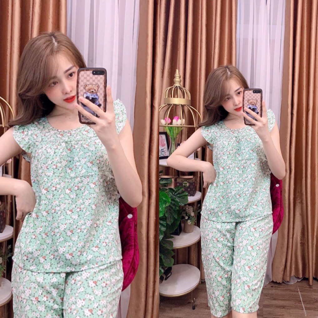 Đồ bộ mặc nhà - đồ bộ lụa họa tiết hoa dễ thương giao hoa ngẫu nhiên - lua25