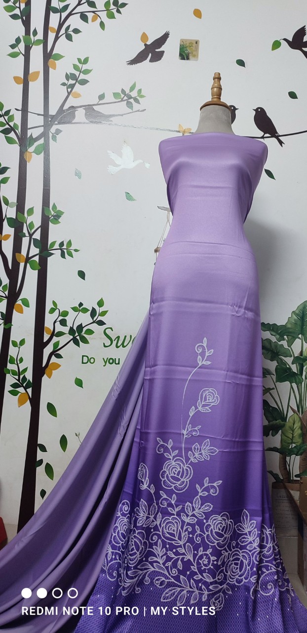 Vải áo dài đẹp lụa Thái Tuấn - in trên mộc lụa ánh kim