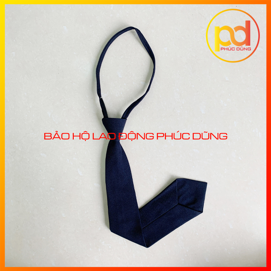 Cà vạt dây rút dây kéo thắt sẵn tiện lợi màu xanh đen chất vải casmer hạn chế thấm hút mồ hôi