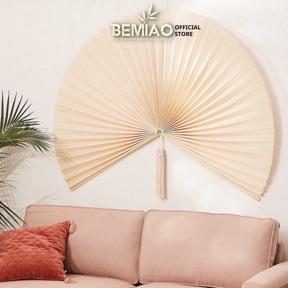 Quạt treo tường trang trí chất liệu mành tre - Quạt treo tường trang trí - Treo tường trang trí nhà cửa, phòng ngủ Bemiao Shop