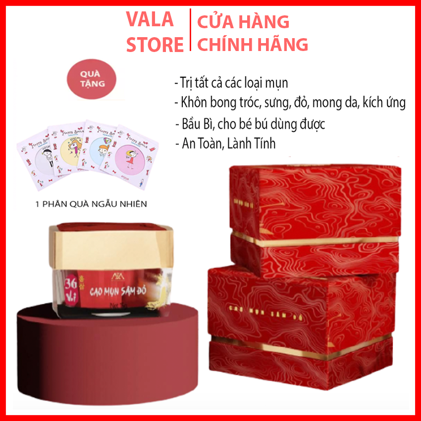 Cao Mụn Sâm Đỏ Giảm Mụn Giảm Thâm Dưỡng Nhan hàng chuẩn Date Mới Hiệu quả sau 7-14 ngày Hộp 15Gr- Vala Store