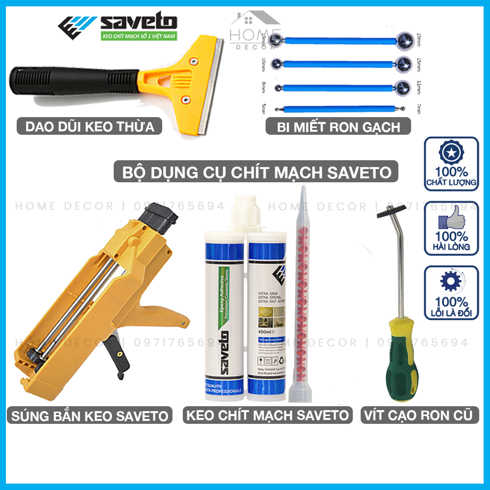 Combo keo chà ron saveto 2 thành phần, keo chà ron gạch chống thấm, keo chít mạch saveto cao cấp chính hãng chống thấm, bám bẩn