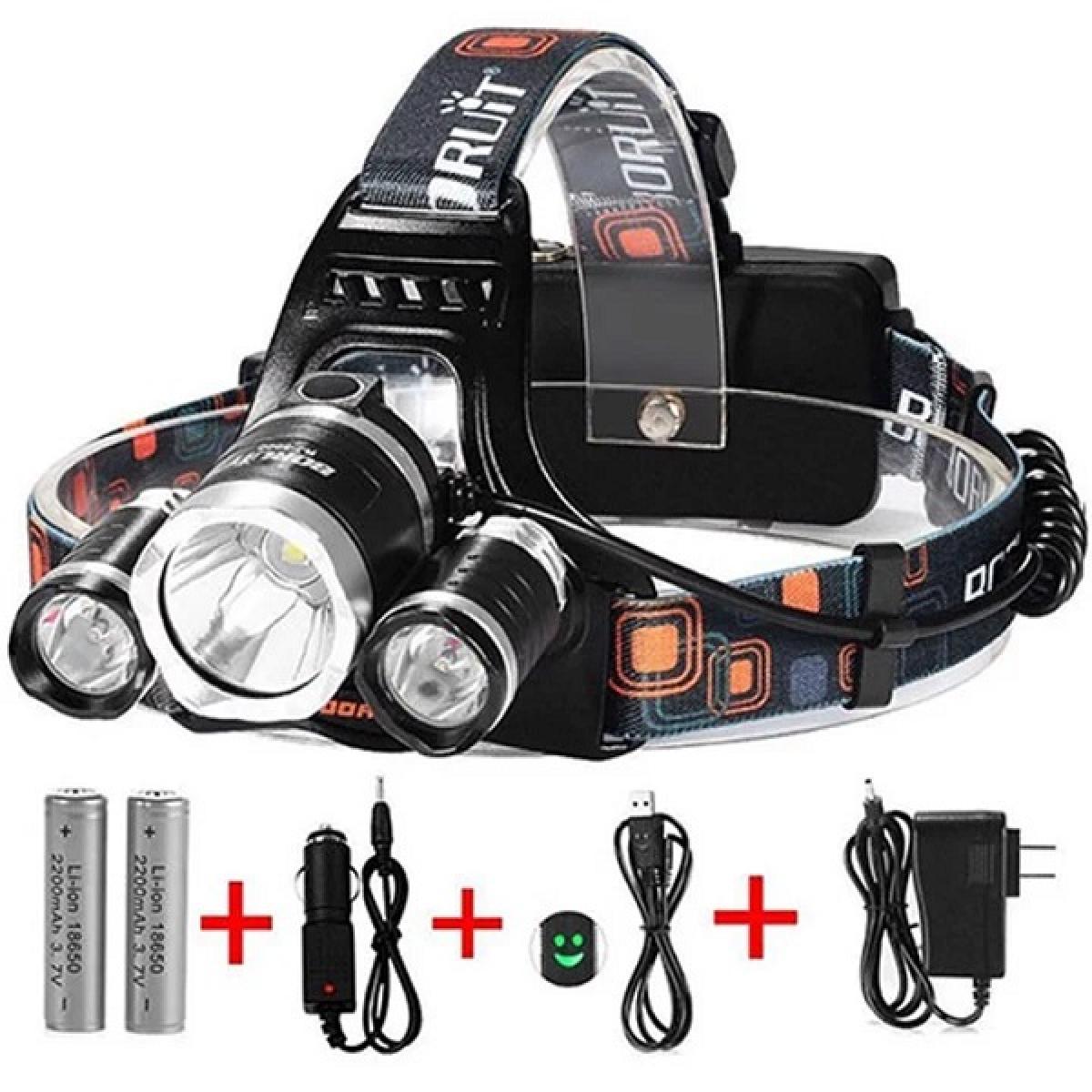 [HCM]Đèn bin đội đầu Đèn Đeo Đầu Led Siêu Sáng Đèn Soi 3 Bóng -Tặng Kèm 2 Pin