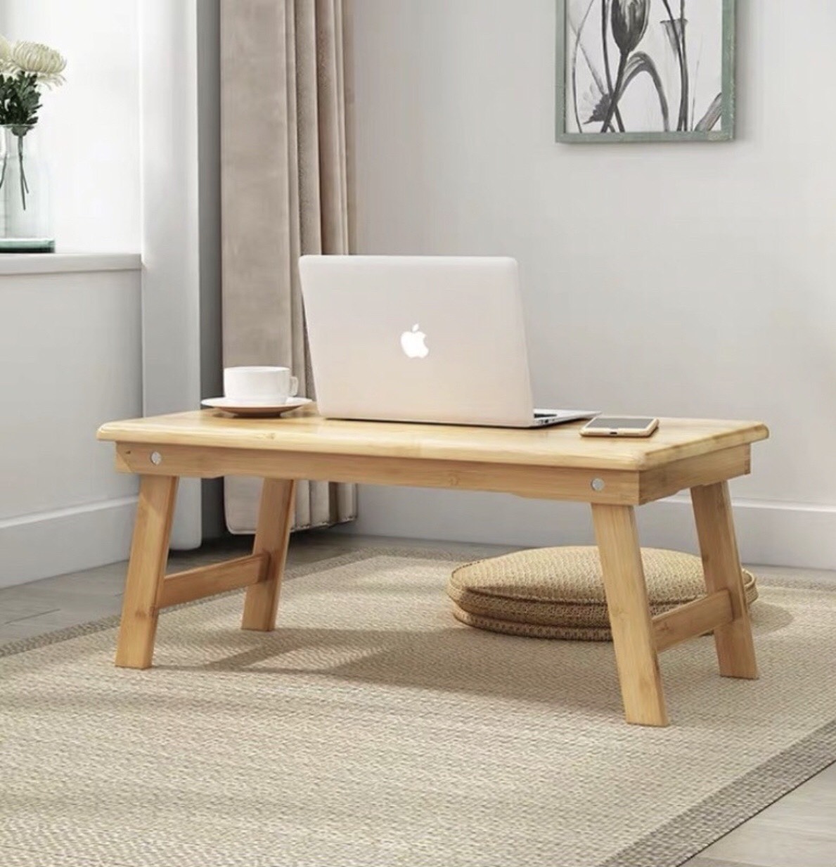 Bàn Gỗ đa năng chân xếp 40x60cm - Bàn trà sofa/cafe ngồi bệt gấp gọn