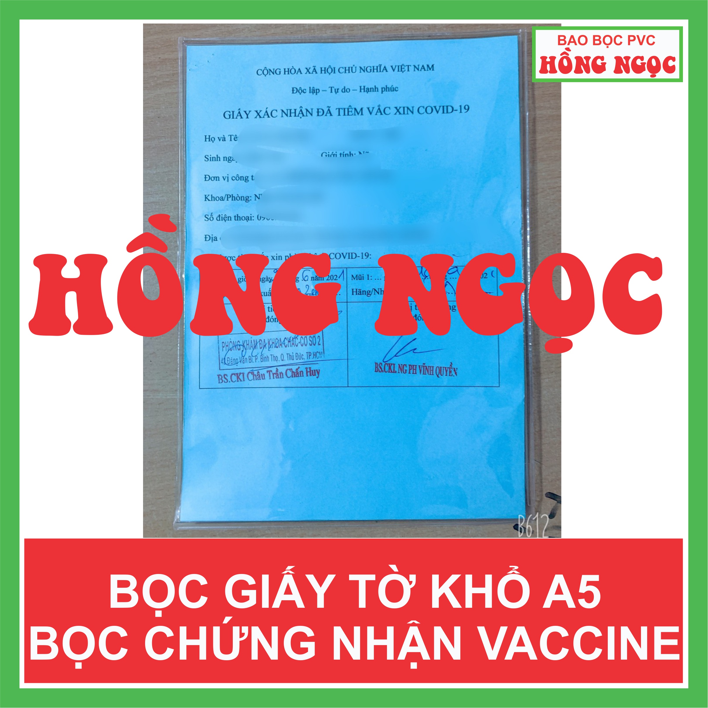 SÉT 5 Túi Nhựa Dẻo PVC bọc giấy tờ khổ A5, Bao Bọc Chứng Nhận tiêm chủng covid - Có Nắp Nhựa Nhựa Trong Suốt Bảo Vệ giấy chứng nhận chích ngừa của bạn không bị hư hỏng, ướt, rách