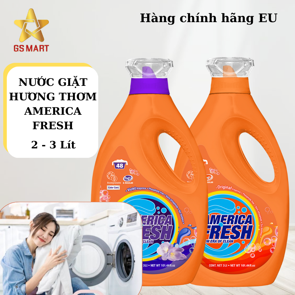 Nước giặt quần áo siêu sạch siêu thơm America Fresh của Mỹ chai 2l, 3l