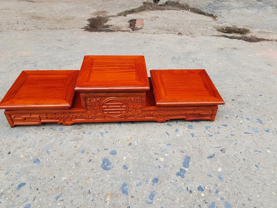 tam sơn đế bát hương đường kính mặt 16 cm cao 15 cm dài 52 cm. gỗ gõ đỏ