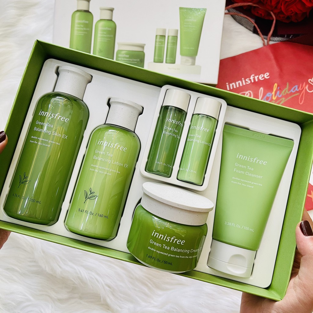 [Bộ Set 6 Món] Dưỡng Da Innisfree Trà Xanh Ngừa Mụn Trắng Sáng Mịn Màng