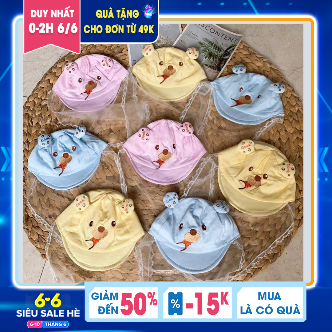 Mũ Lưỡi Trai Có Khăn Voan Chống Bụi Cho Bé Từ Sơ Sinh -12 Tháng Tuổi, Cotton Mềm Mại - Mũ Kèm Khăn Voan Cho Bé, Mũ Hè Cho Trẻ Em, Nón Cho Bé BEMAMA - Mu Luoi Trai Kem Khan Voan - SP000893