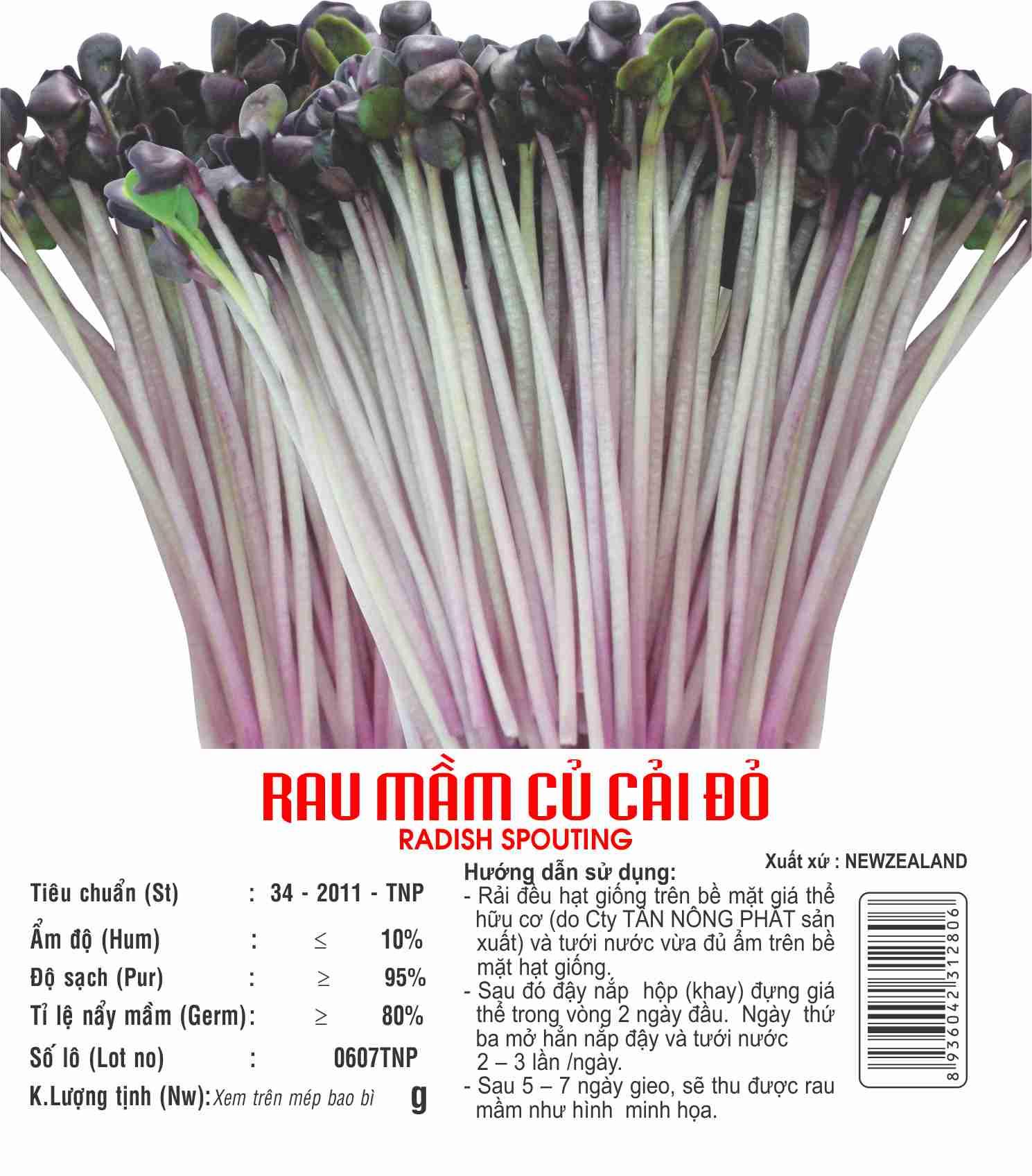 HẠT GIỐNG RAU MẦM CỦ CẢI ĐỎ 25g