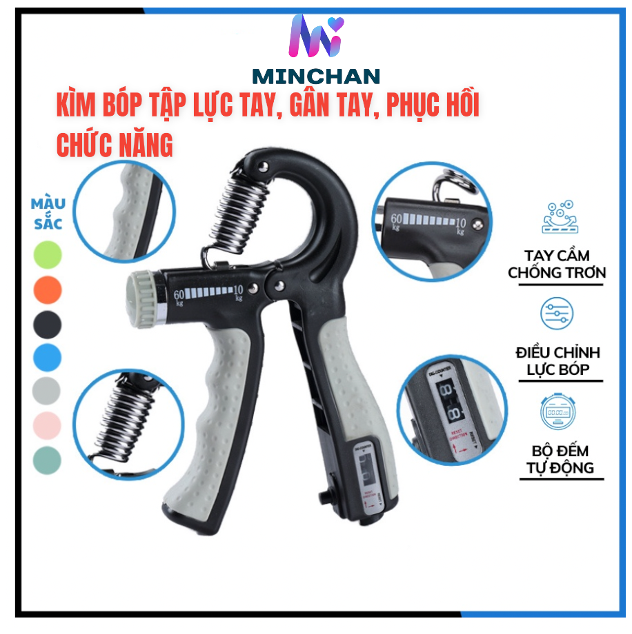 Kìm Bóp Tay Kìm Tập Cơ Tay R-Mode Dụng Cụ Tập Cổ Tay Tập Gym Điều Chỉnh Lực 5-60kg Có Máy Đếm Số Lần Bóp