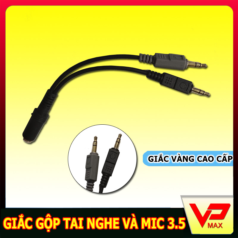 Jack gộp audio và mic 3.5mm Dây jack chia 3.5 cái ra 2 đầu 3.5 đực - Hàng cao cấp