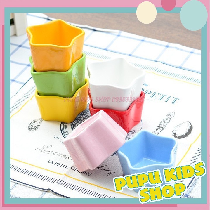 Bát sứ hình sao mini cho bé ăn dặm kiểu nhật, chén ăn dặm 80ml pupu kids shop