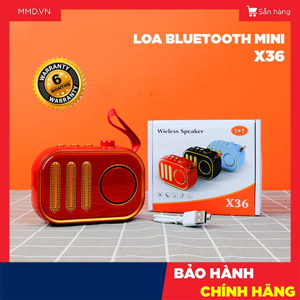Loa blutooth không dây mini cầm tay beetek x36 nhỏ gọn, usb, thẻ nhớ, jack 3.5, nghe nhạc hay, giá rẻ 6h phát nhạc