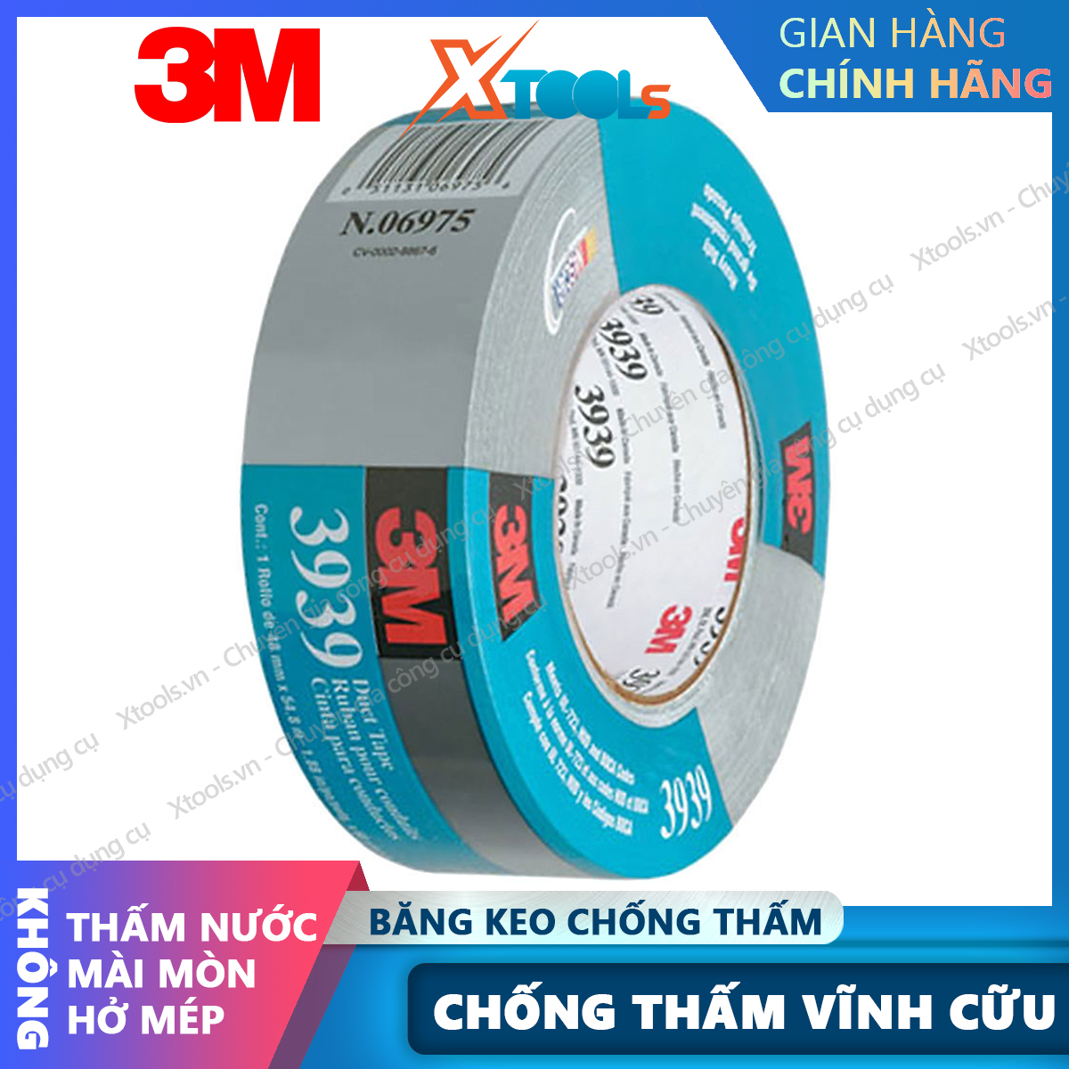 Băng keo chống thấm dột siêu dính 3M 3939 48mmx54.8mx0.22mm băng dính đa năng chống nước mái tôn bể nước bồn nước