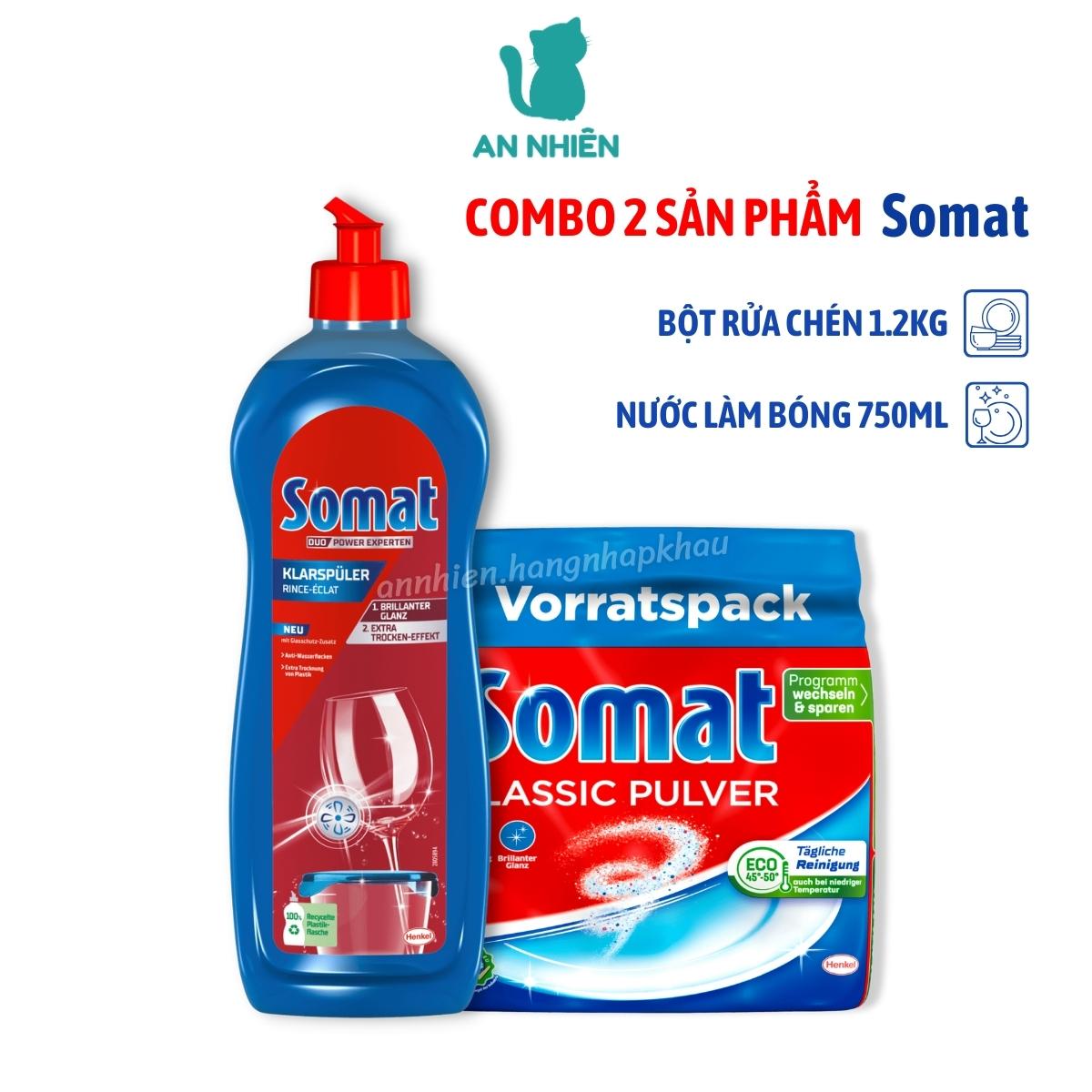 Combo bột rửa chén Somat 1.2kg và dầu bóng Somat 750ml của Đức