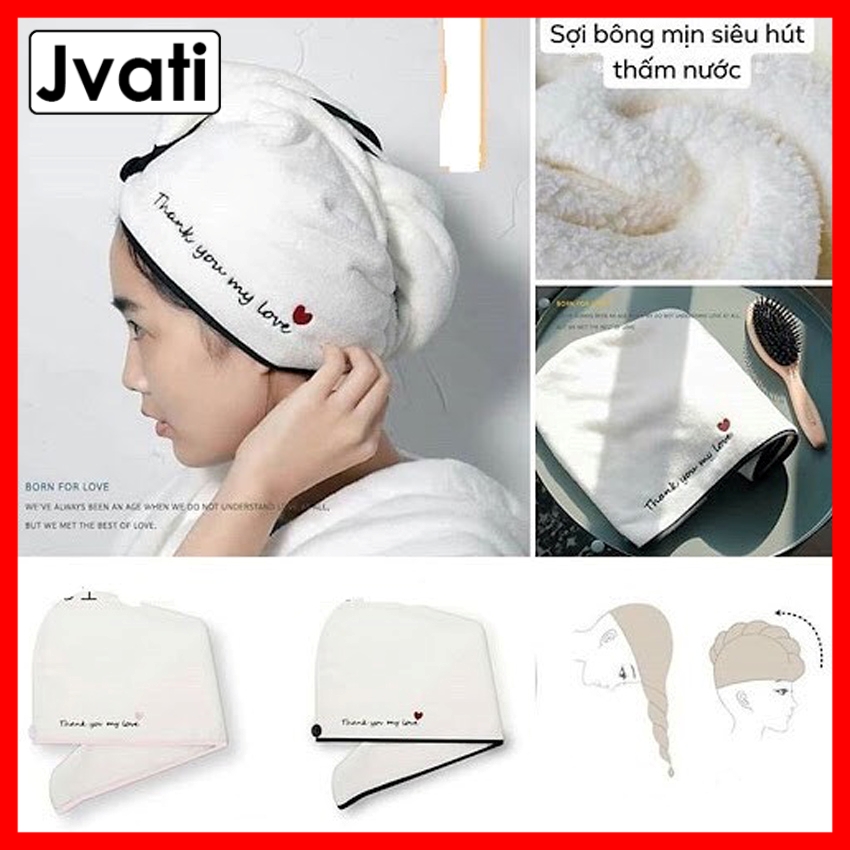 [YÊU THÍCH] Khăn Quấn Tóc, Khăn Ủ Tóc, Mũ Trùm Đầu JUFY Giúp Tóc Khô Nhanh, Rút Nước Siêu Tốc, Siêu Hiệu Quả - Jvati