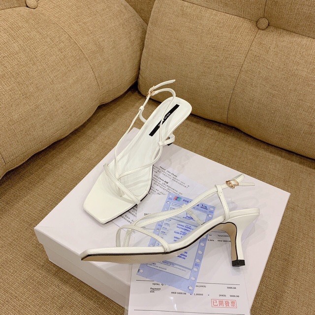 giày cao gót trụ 5 phân dây chéo chuyễn xỏ ngón thon chân