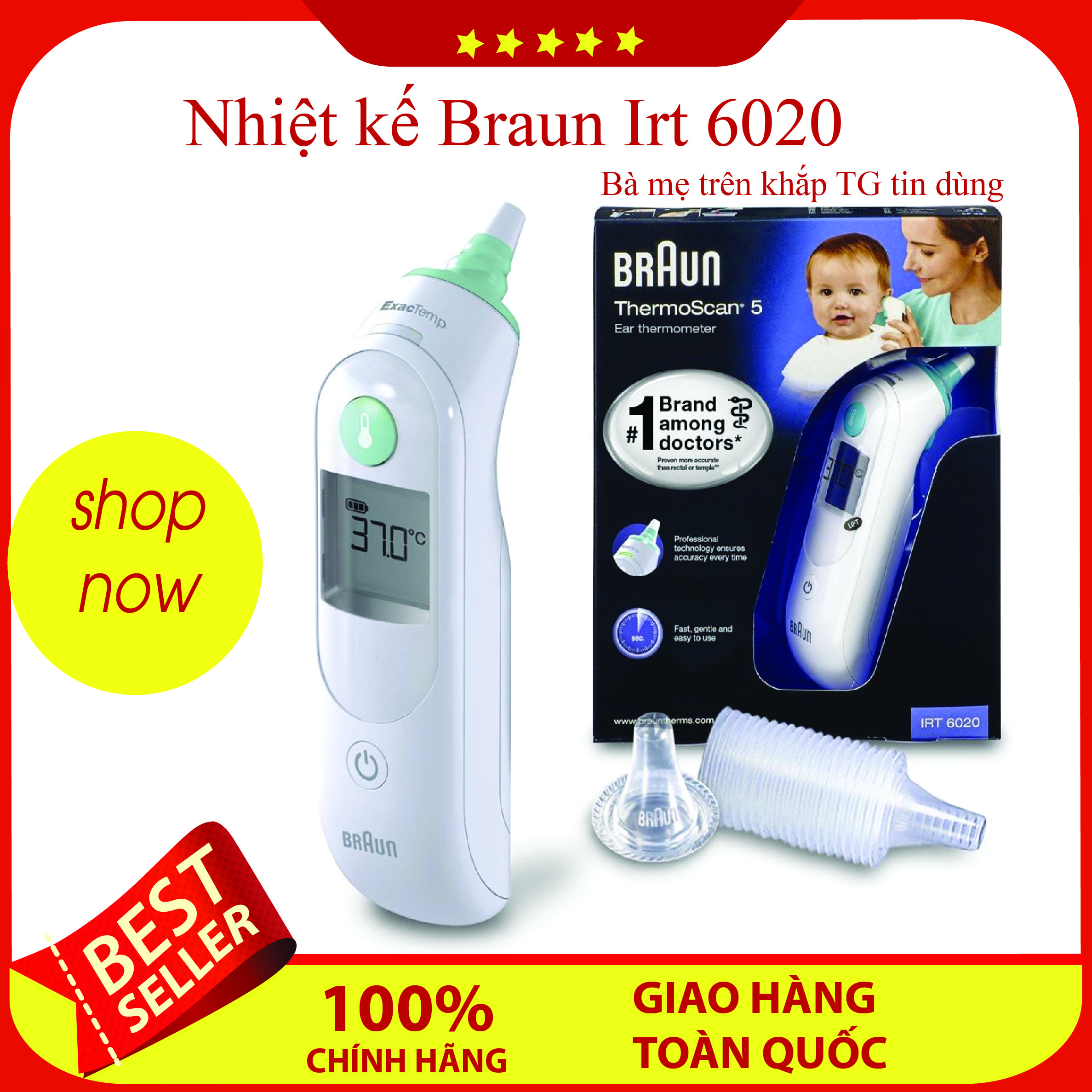 Nhiệt kế Braun Irt 6020, nhiệt kế hồng ngoại nhiệt kế điện tử, nhiệt kế nào tốt hơn