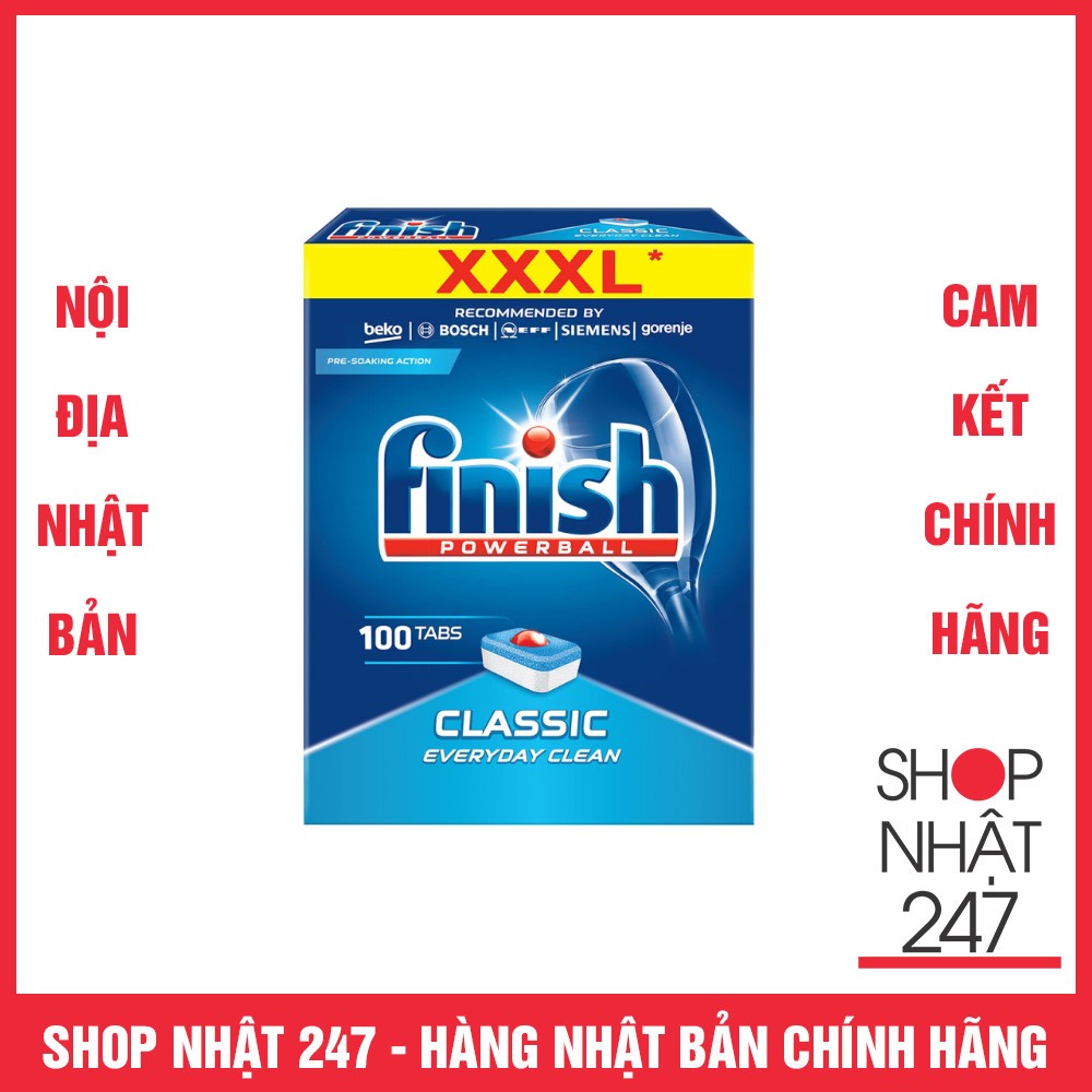 Hộp 100 viên rửa chén Finish Classic Dishwasher Tablet nhập khẩu Đức