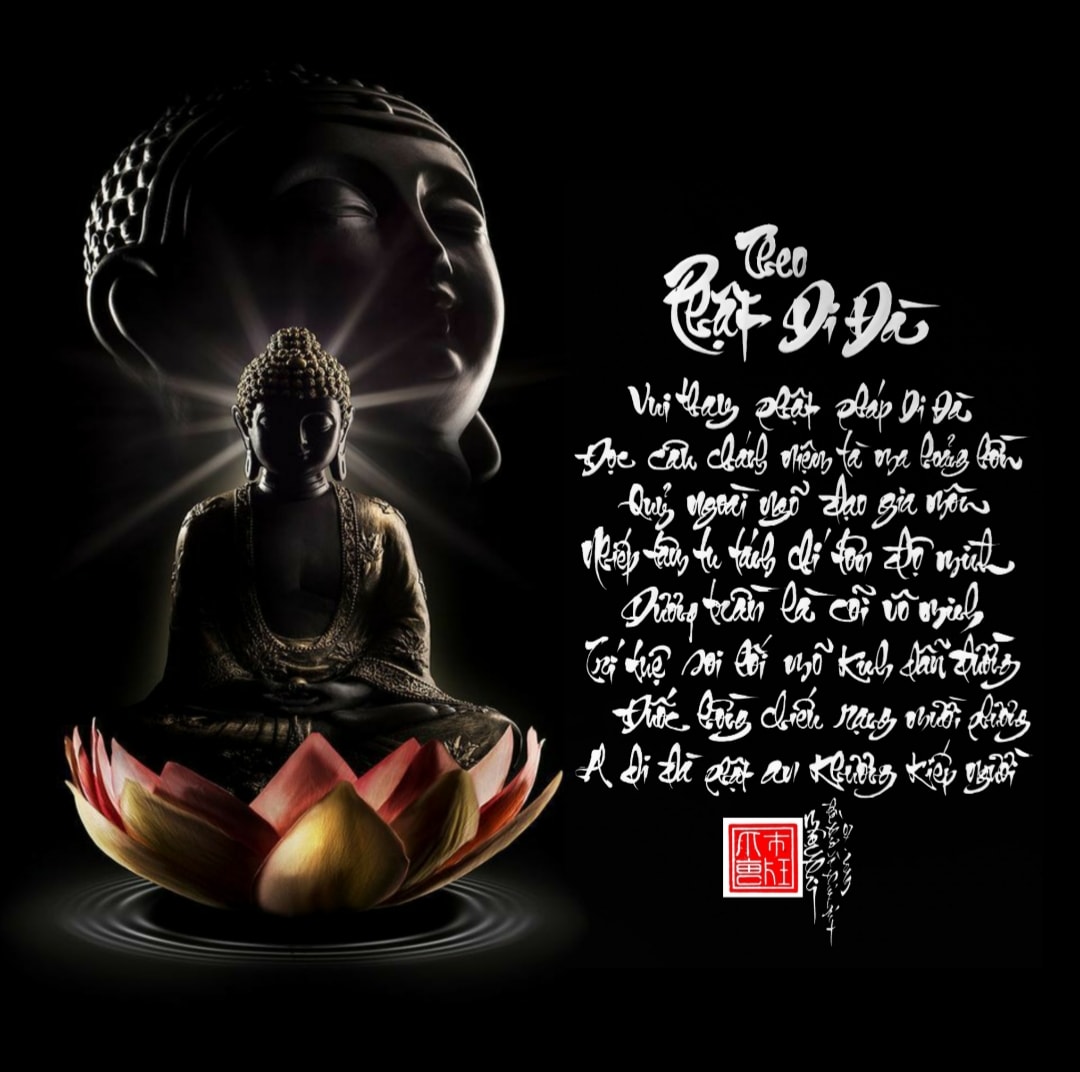 Tranh Theo Phật A Di Đà kèm khung