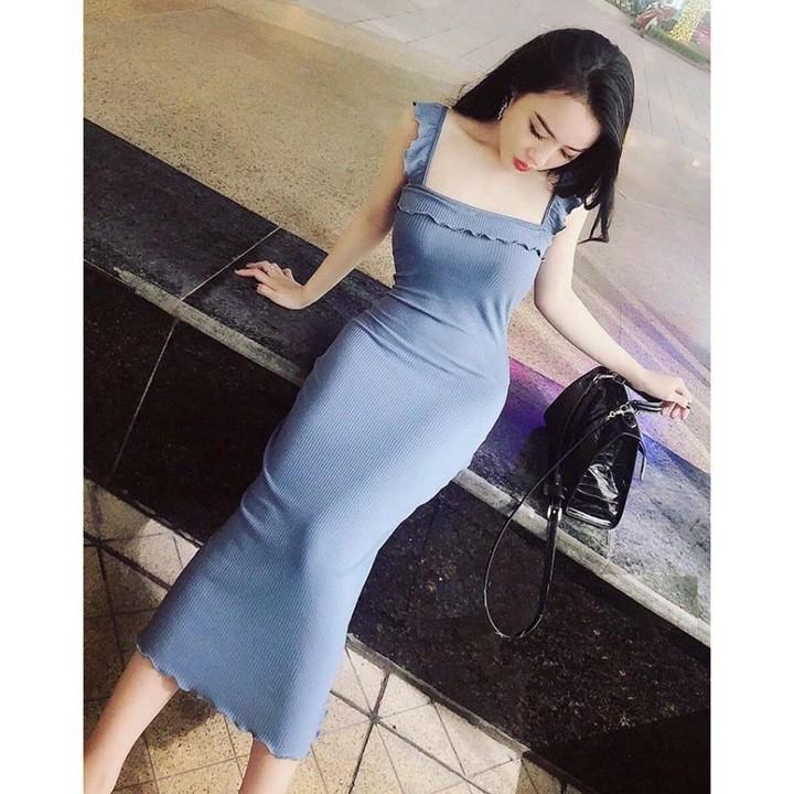 VÁY BODY  ĐẦM ÔM  2 DÂY CÁNH TIÊN XẺ SAU