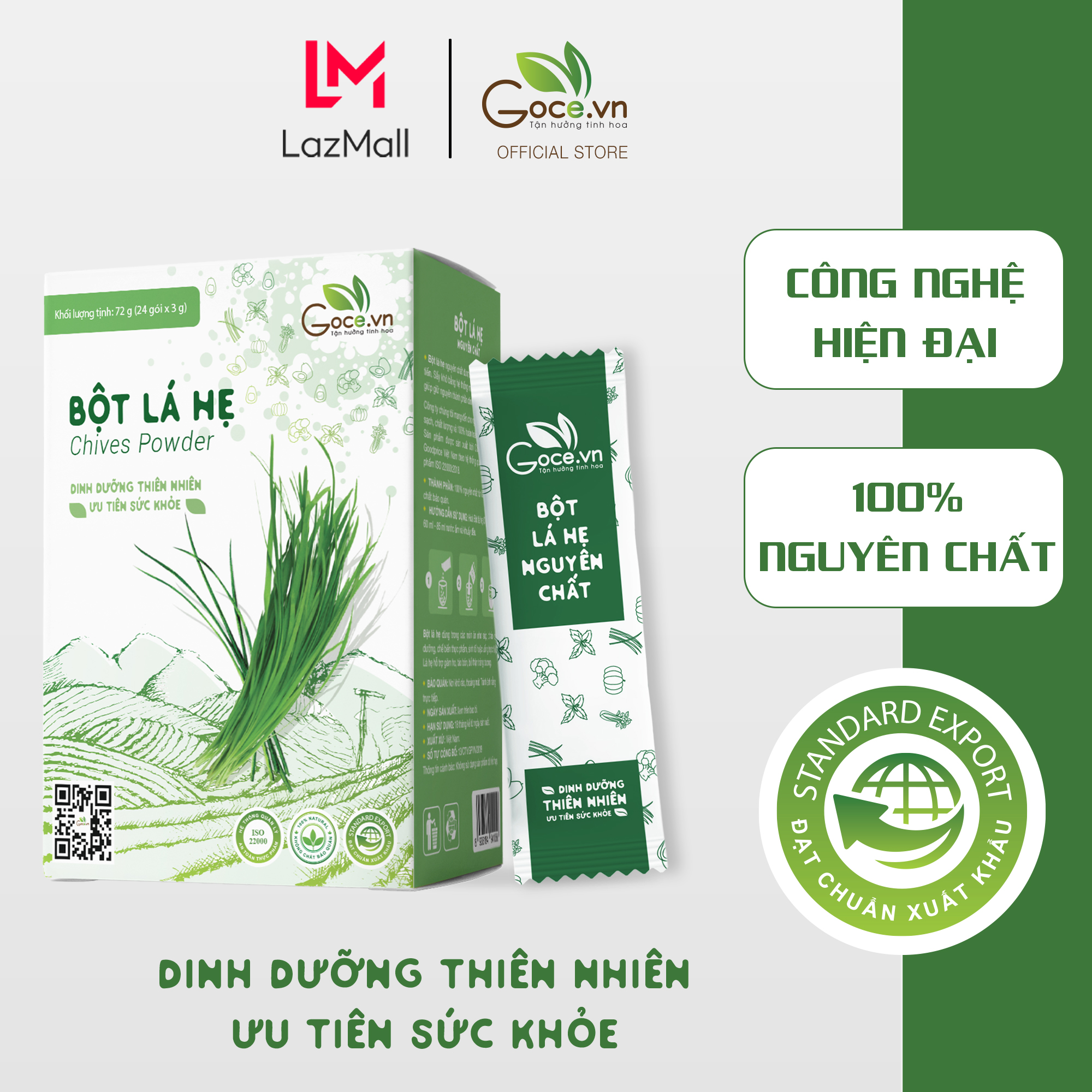 Bột lá hẹ nguyên chất Goce - 72g (24 gói x 3g)