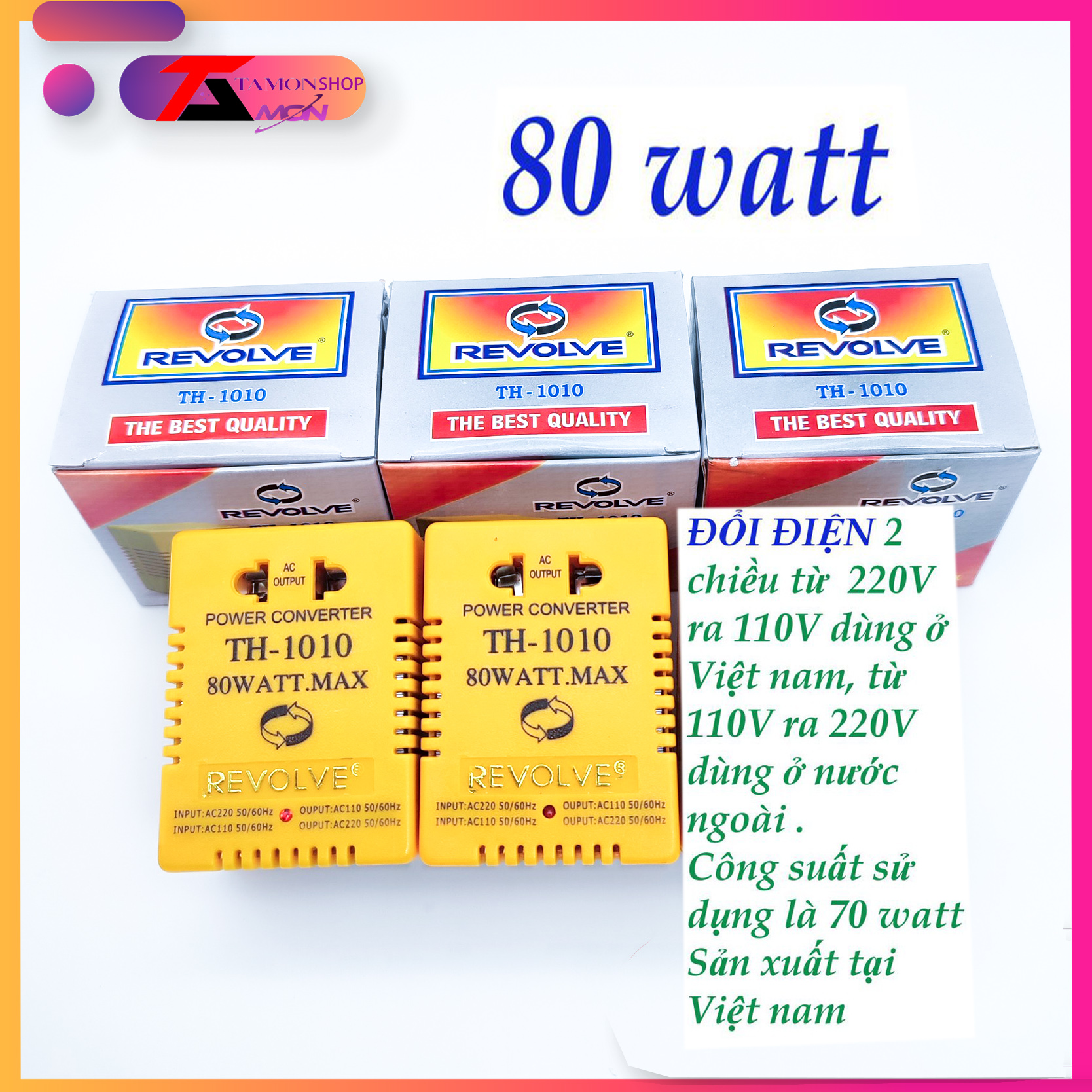Bộ chuyển đổi nguồn 220v sang 110v Điện trong nước và ngược lại chuyển đổi điện từ 110 sang 220 điện nước ngoài, 80W