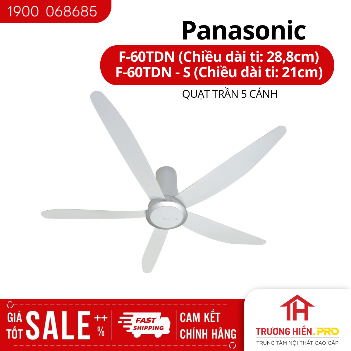 Quạt trần panasonic f-60tdn 5 cánh - hàng chính hãng