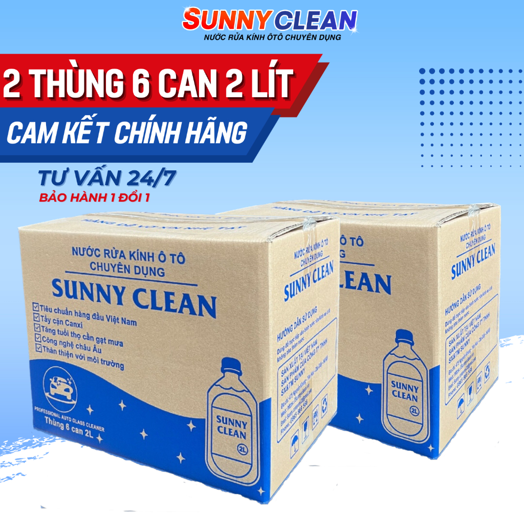 Combo 2 thùng nước rửa kính sunnyclean, nước rửa kính ô tô chuyên dụng sunny clean