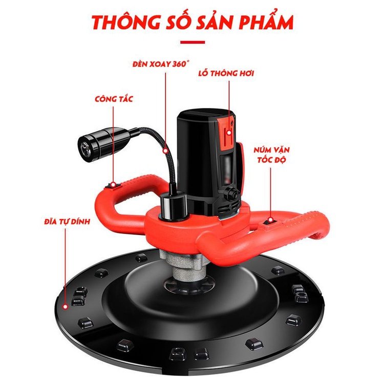 Máy xoa vữa chát tường 2 tay câm HIKORA-Công suất 2500w tặng kèm gậy khuấy sơn