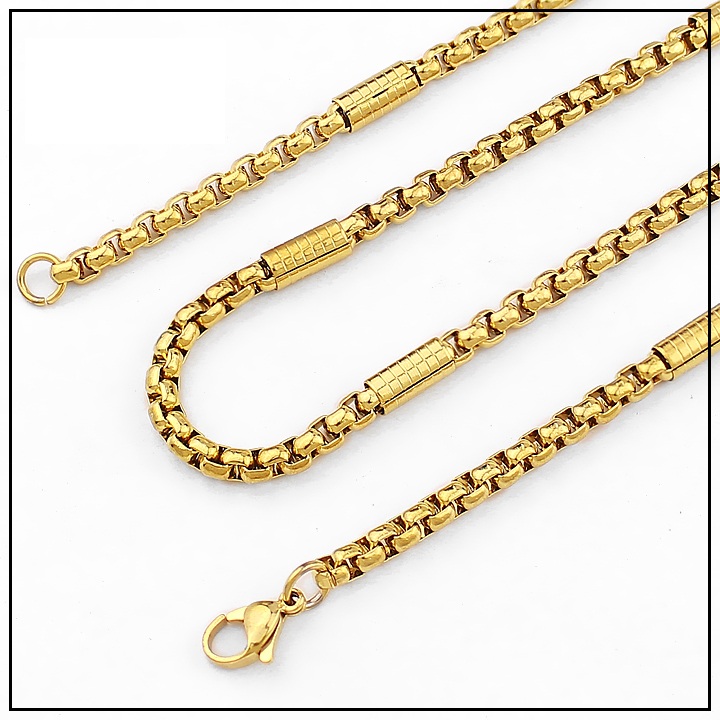 Dây chuyền inox nam mạ vàng thời trang không đen- dcnass02