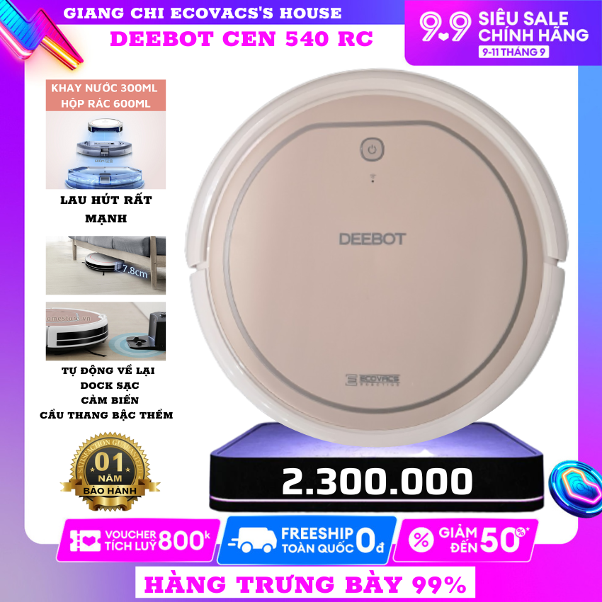 Deboot Cen 540 - RC Robot hút bụi lau nhà cao cấp - Mẫu robot ít lỗi nhất hiện nay - Kèm 1 remote - Lau hút mạnh - Nhận biêt cầu thang bậc thềm - Bảo hành 12 Tháng - Uy tín tại Giang Chi Ecovacs's House - Robot hcm - dj35,u2,dddt8dt85