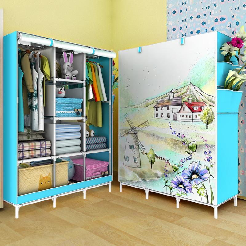 Tủ Vải Quần Áo 3D 3 Buồng 8 Ngăn Cao Cấp, Siêu Bền - Tủ quần áo, tủ vải, tủ vải đựng quần áo, tủ vải quần áo, tủ vải treo quần áo, tủ vải đựng đồ, tủ nhiều họa tiết (Giao Màu Ngẫu Nhiên)