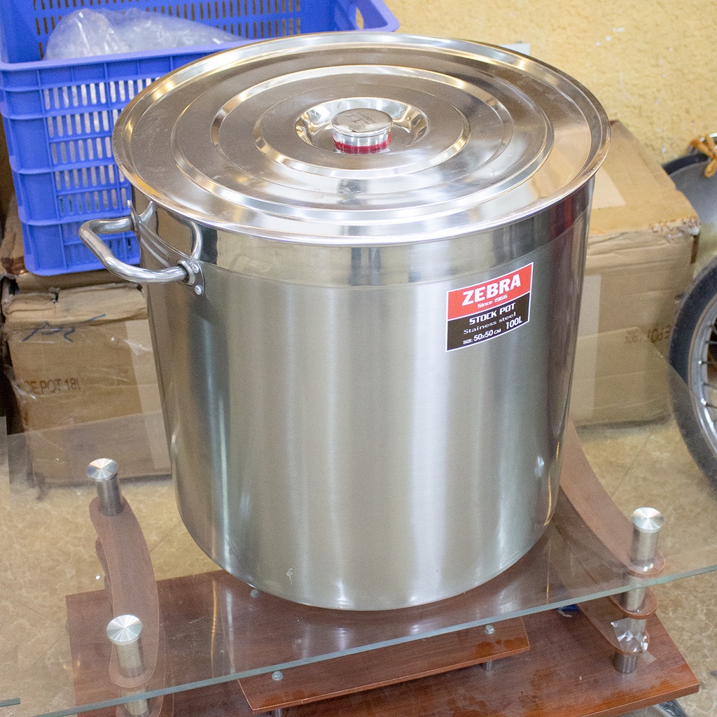 Freeship max - nồi inox hầm xương cao cấp zebra 100l đáy dày cm