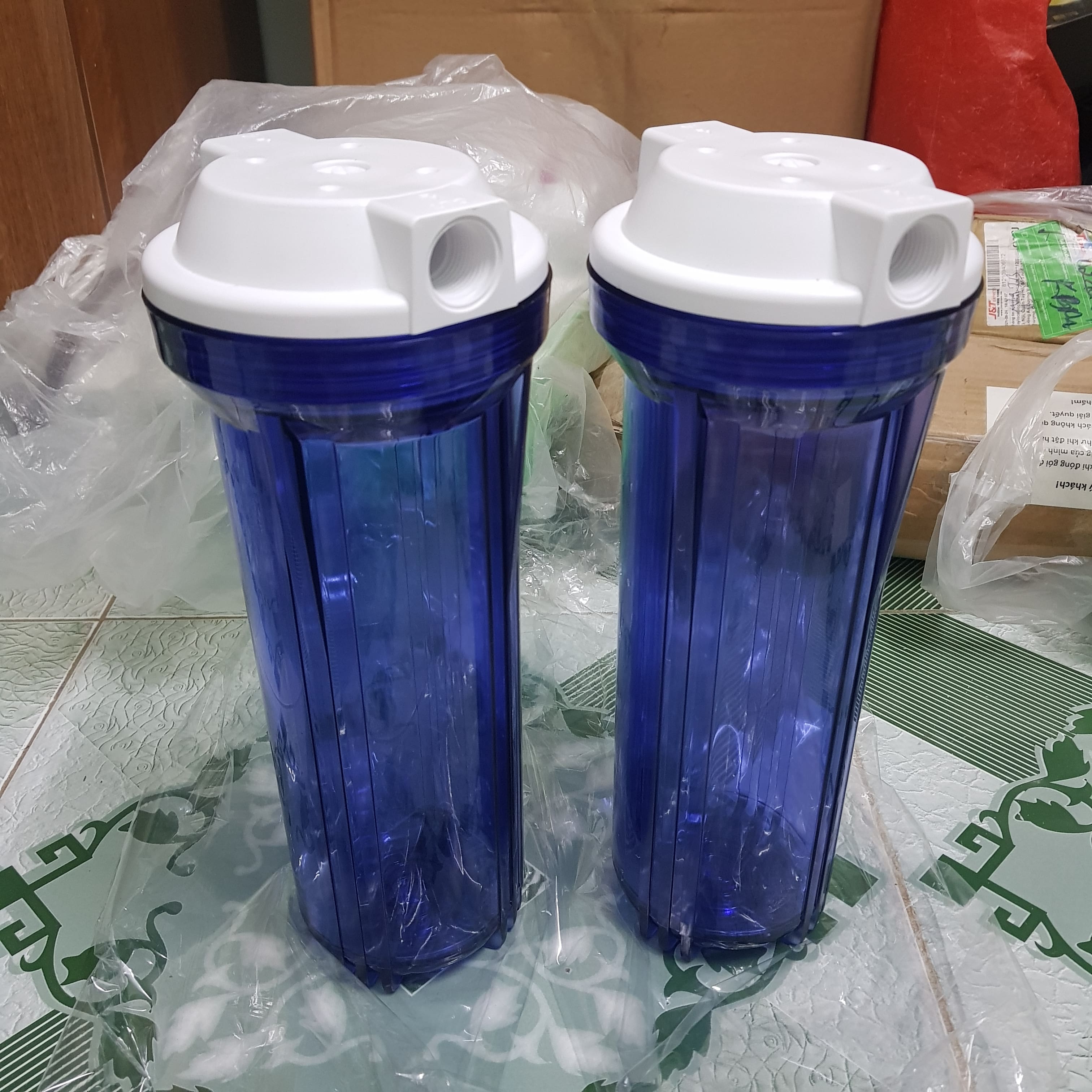 Bộ 2 cốc lọc nước màu trong vinathulin loại 10inch ren phi 21