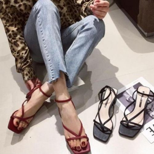 Giày nữ cao gót 5cm đế vuông quai mảnh sành điệu mã lhmts13