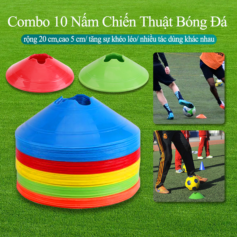 Combo 10 chiếc Cone nấm tập huấn luyện bóng đá,nấm chiến thuật bóng đá,Cone tập luyện thể thao chiều cao 5cm chiều rộng 20cm