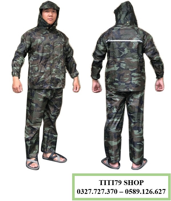 Bộ áo mưa vải dù rằn ri cao cấp 2 lớp size xxxl chống thấm
