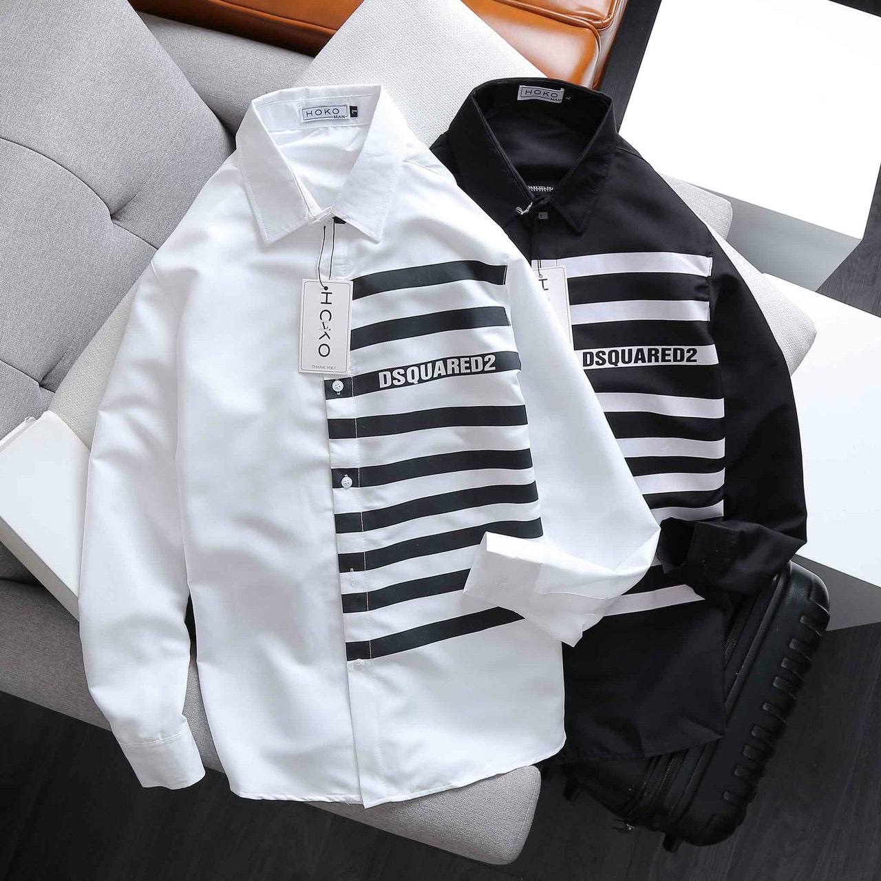 Áo sơ mi nam kẻ ngang vải cotton cao cấp sang trọng - sora store 0080hk