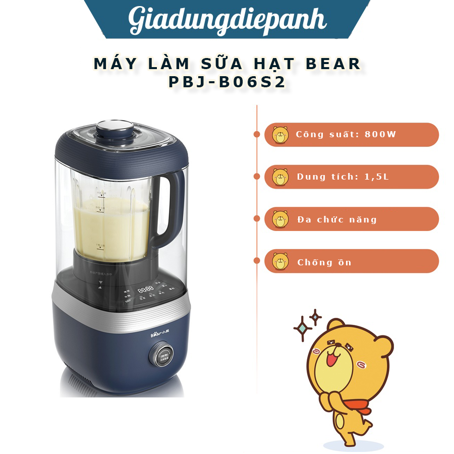 Máy Làm Sữa Hạt Bear PBJ-B06S2 Đa Năng Cao Cấp, Nấu sữa hạt, xay sinh tố, Máy nấu sữa hạt đa năng, máy làm sữa đậu nành, Máy làm sữa hạt chống ồn