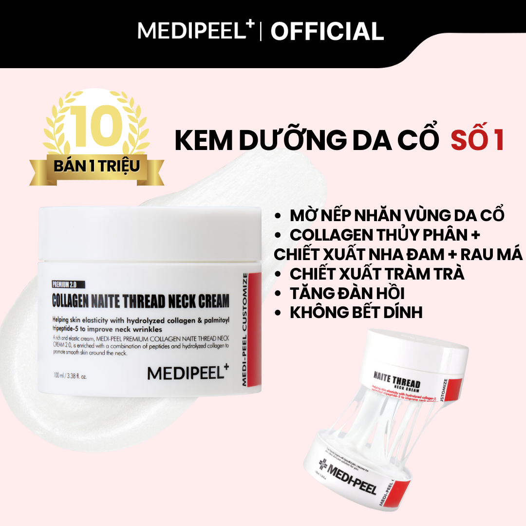 [medipeel official] [chống lão hóa] kem dưỡng chống lão hóa vùng cổ premium naite thread neck cream_100ml (kem dưỡng da cổ, xóa nhăn vùng cổ, dưỡng da cổ, chống lão hóa, kem dưỡng sợi chỉ, kem dưỡng medipeel, neck cream, ngăn ngừa lão hóa vùng cổ)