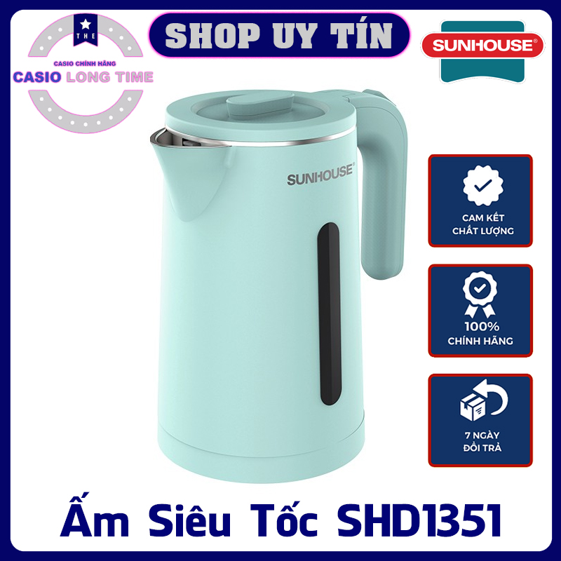 Ấm Siêu Tốc Sunhouse SHD1351 - Ấm Siêu Tốc Inox 2 Lớp 1.8L Sunhouse Chính Hãng - Bình Đun Nước Siêu 