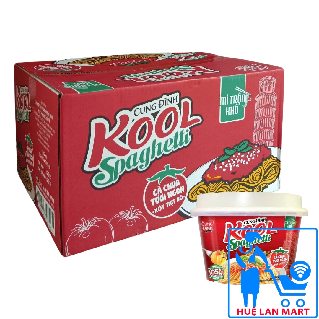 Mì khoai tây cung đình kool spaghetti cà chua tươi ngon xốt thịt bò thùng 12 bát x 105g