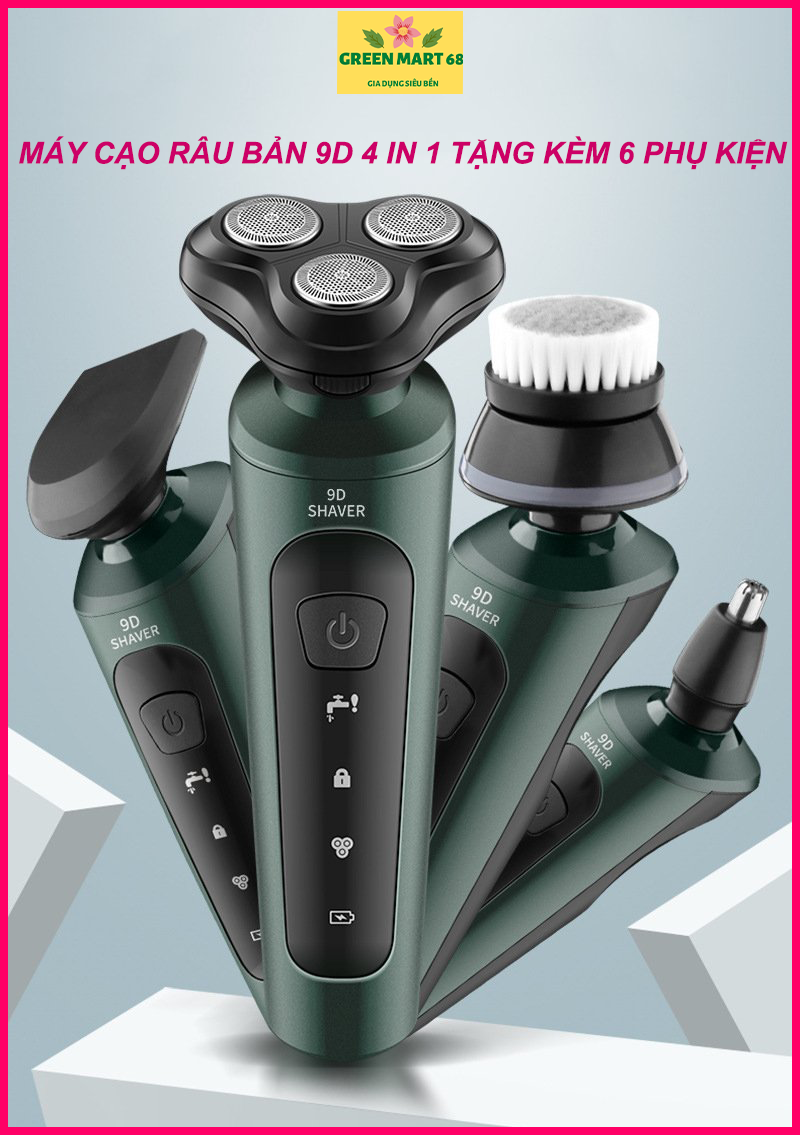 Máy cạo râu 4 in 1 bản 9d cao cấp tặng kèm 6 phụ kiện - máy cạo râu 4 in 1 - máy cạo râu đa năng