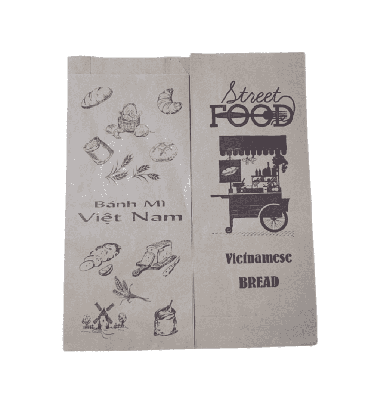 500 Túi Giấy Kraft Losupply- Túi Giấy Kraft Nâu Đựng Bánh Mì Có In (23.6x10cm)
